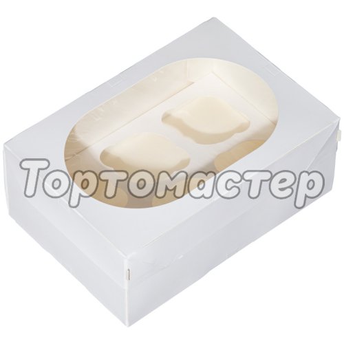 Коробка на 6 капкейков Muf Pro Window White ForGenika 25 шт ForG MUF 6 PRO I W W