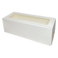 Коробка для рулета с окном Белая ForGenika Cake Roll Window White 30х12х10 см ForG CAKE ROLL W 300*120*100