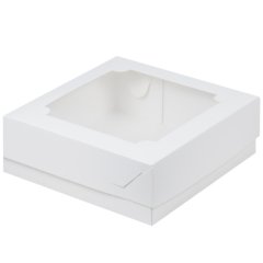 Коробка для зефира с окном Белая 20х20х7см