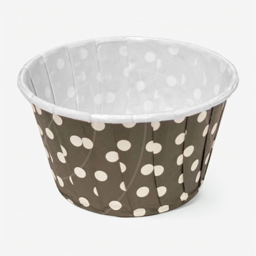 Капсула бумажная с подворотом Чёрная в белый горошек D50 H40 1 шт Б-120		