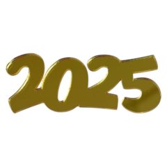 Топпер декоративный акриловый "2025" Золото 8х3 см ТСК172