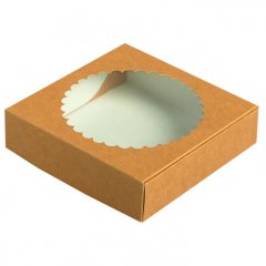 Коробка для печенья/конфет с окном Крафт 11,5х11,5х3 см