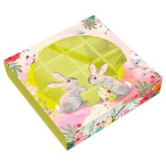 Коробка на 16 конфет с окошком "Зайчата" 17,7х17,7х3,8 см КУ-677