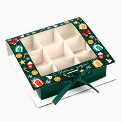 Коробка на 9 конфет "С Новым годом!" 14,5х13,5х3,5 см 10531961	  