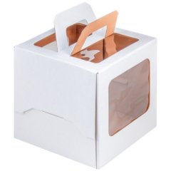 Коробка для торта/пряничного домика с окном Белая 20х20х20 см 019050