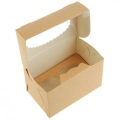 Коробка на 2 капкейка с окошком Белая/Крафт OSQ MUF 2