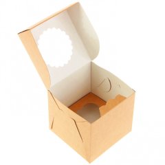 Коробка на 1 капкейк с окошком Белая/Крафт ECO MUF 1, OSQ MUF 1