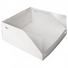 Коробка для торта с прозрачной крышкой Белая ForGenika 22,5х22,5х10 см ForG SLIDE W 225*225*100