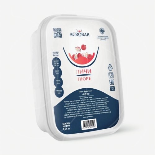 Пюре замороженное AGROBAR Личи 250 г 
