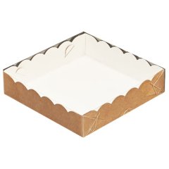 Коробка для печенья/конфет с прозрачной крышкой крафт 12х12х3 см 00300