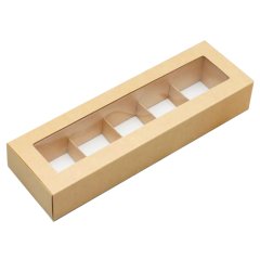 Коробка на 5 конфет с окном крафт КО0036, КУ-557