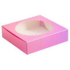 Коробка для печенья/конфет с окном Розово-сиреневая 11,5х11,5х3 см