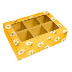 Коробка на 6 конфет с окошком Ромашковое поле 14х10х4 см ку-791