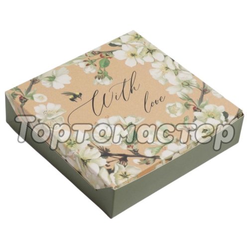 Коробка для сладостей "Цветы" 14x14x3,5 см