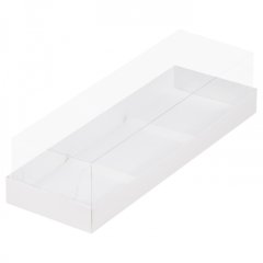 Коробка на 3 пирожных с пластиковой крышкой Белая 26х8,5х6 см