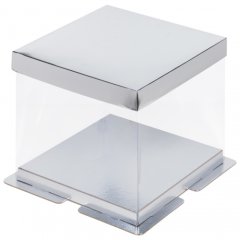 Коробка для торта Премиум Серебро 26х26х28 см 022041