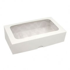 Коробка для сладостей с окном белая 25х15х6 см НКУ-63-со