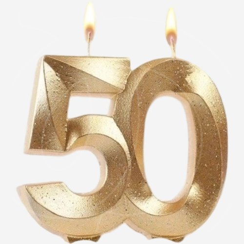 Свеча декоративная Цифра "50" Золотой металлик 9485460