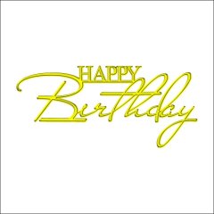 Топпер акриловый "Happy Birthday" Двойное подчеркивание Золото 11х5 см ТСК71