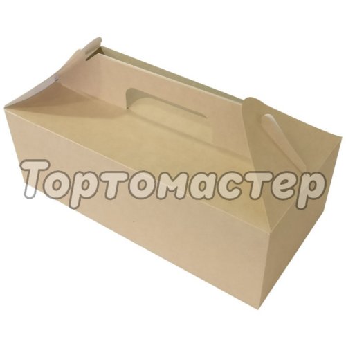 Коробка для сладостей с ручкой Крафт 28,4х14х3х9,8 см OSQ BOX WITH HANDLE К   (ECO BOX WH)