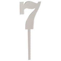Топпер декоративный акриловый Цифра малая "7" Серебро 