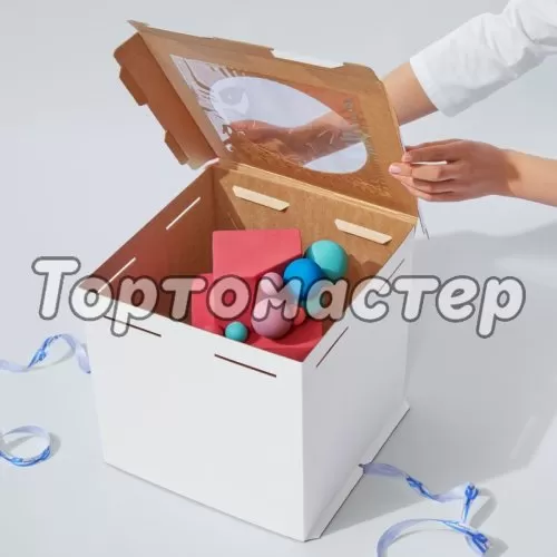 Коробка для торта с круглым окном белая 30х30х30 см ForG COMFORT I W W 300*300*300 S*20  (EB 300 (window))