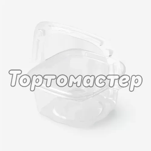 Коробка для бенто-торта прозрачная с ручкой 11х11 см дно 9х9 см 