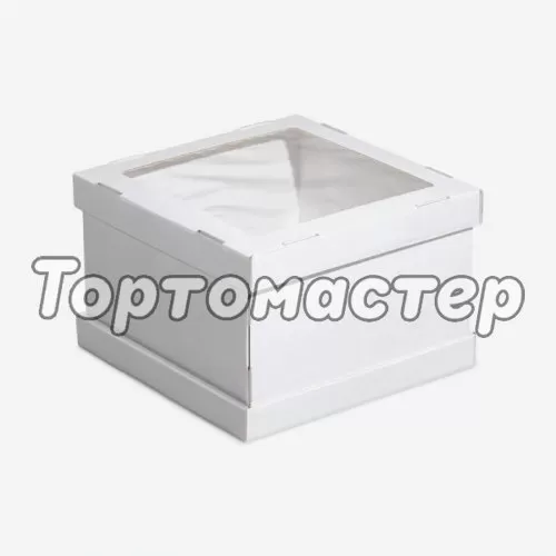 Коробка для торта с окном белая 28х28х20 см ForG STRONG I W W 280*280*200 S