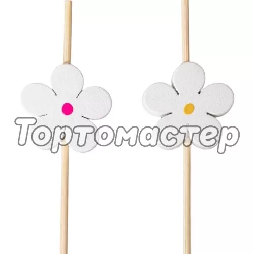 Шпажки деревянные "Ромашки" 12 см 25 шт 9250658