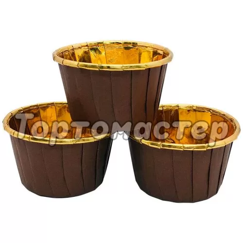 Капсула бумажная с подворотом Золото/Коричневый D50 H40 10 шт Past FB 50*40 (Brown/Gold)