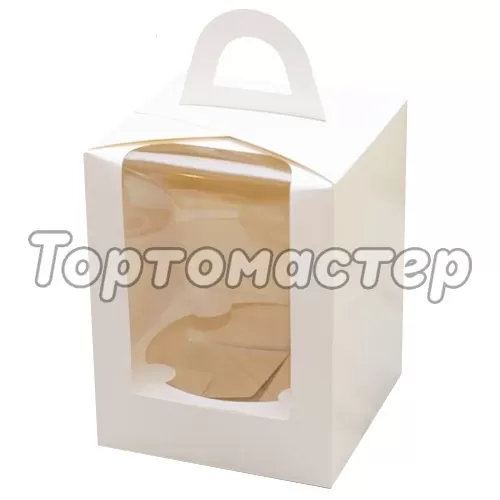 Коробка для кулича белая 18х18х23 см У00449