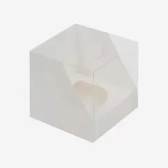 Коробка на 1 капкейк с прозрачной крышкой белая 040120 ф   КУ-00699   КУ-699, 51010