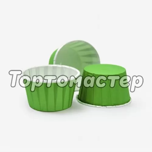 Капсула бумажная с подворотом Зелёная (с ламинацией) D50 H40 100 шт ForG MUFFIN PRO G/W 50*40 C