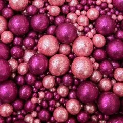 Посыпка кондитерская из дутого риса жемчуг блестящий "Ярко-розовый микс" 1,5 кг 760