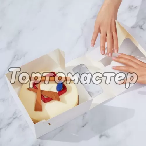 Коробка для торта с окном 22х22х10 см ForG CAKE II W W 220*220*100