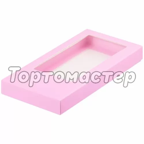 Коробка для шоколадной плитки розовая 18х9см 60717