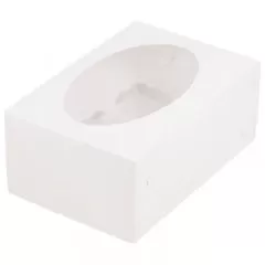 Коробка на 6 капкейков с окном белая 23,5x16x10 см 040310