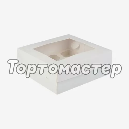 Коробка на 9 капкейков с окном белая 25х25х10 см КУ-097,00059